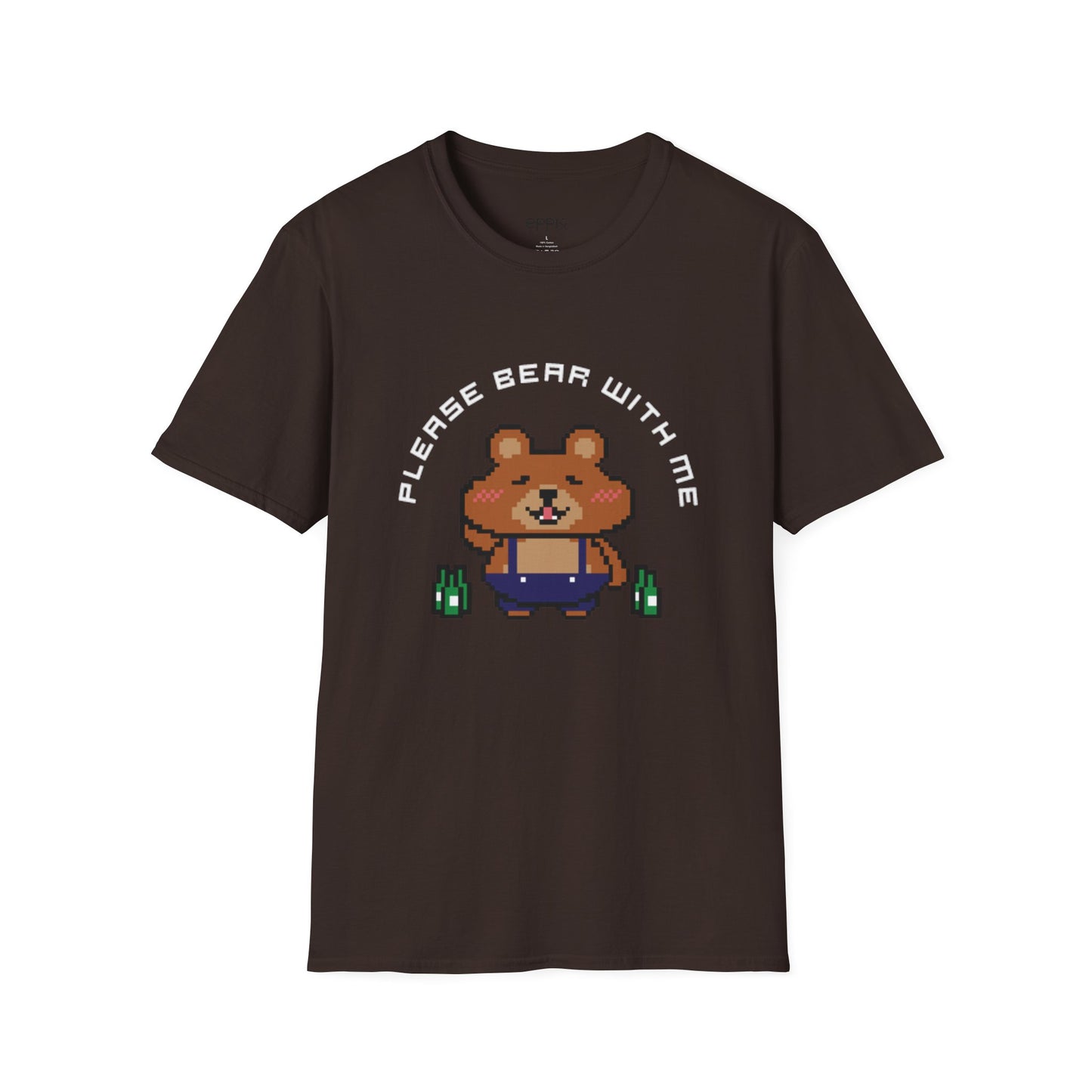 Camiseta unisex Softstyle de EPPIX: ilustración de oso de píxeles. Por favor, tengan paciencia conmigo 