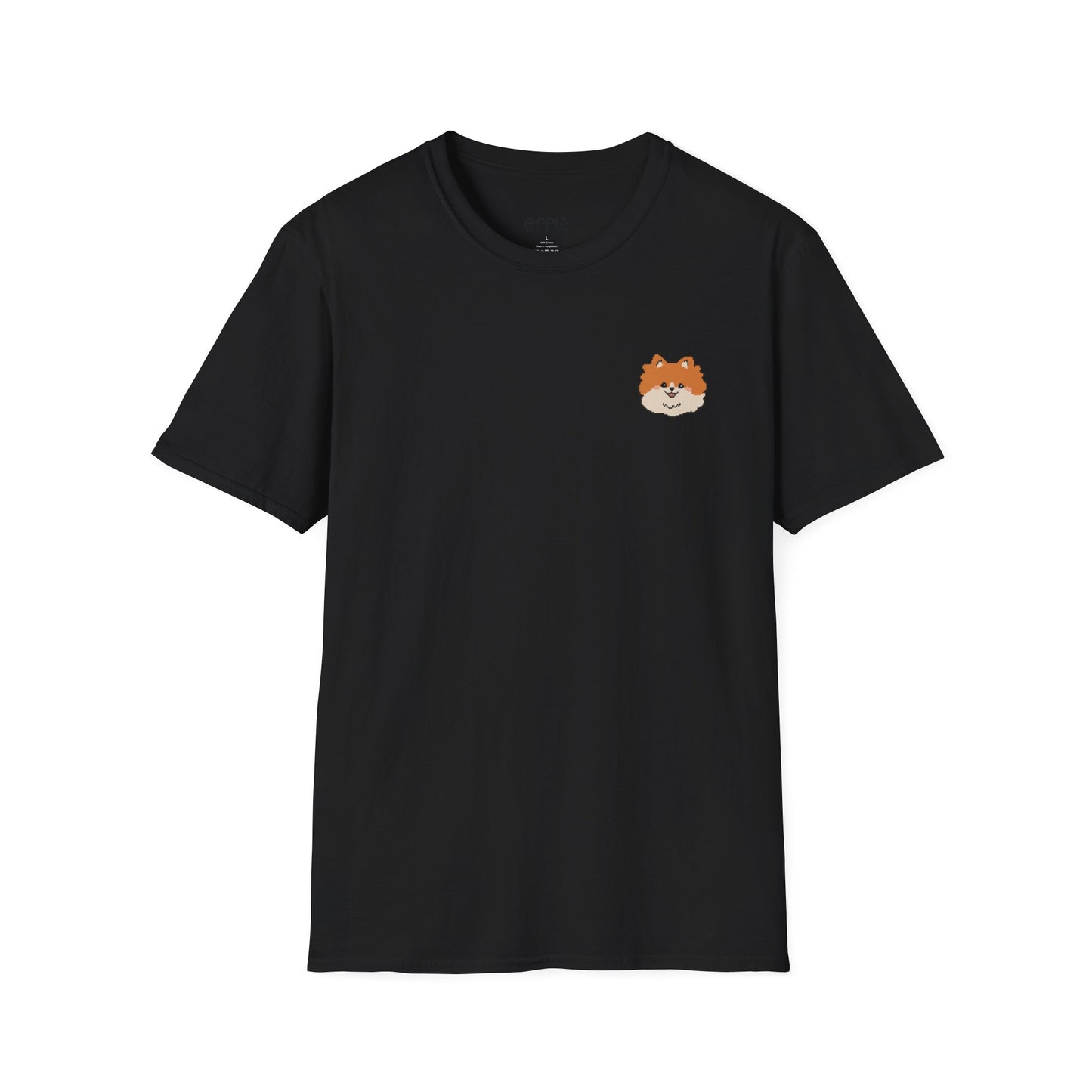 EPPIX Unisex Softstyle T-Shirt - Süßer Pomeranian Welpe Pixel Hund Illustration Pom Pom 