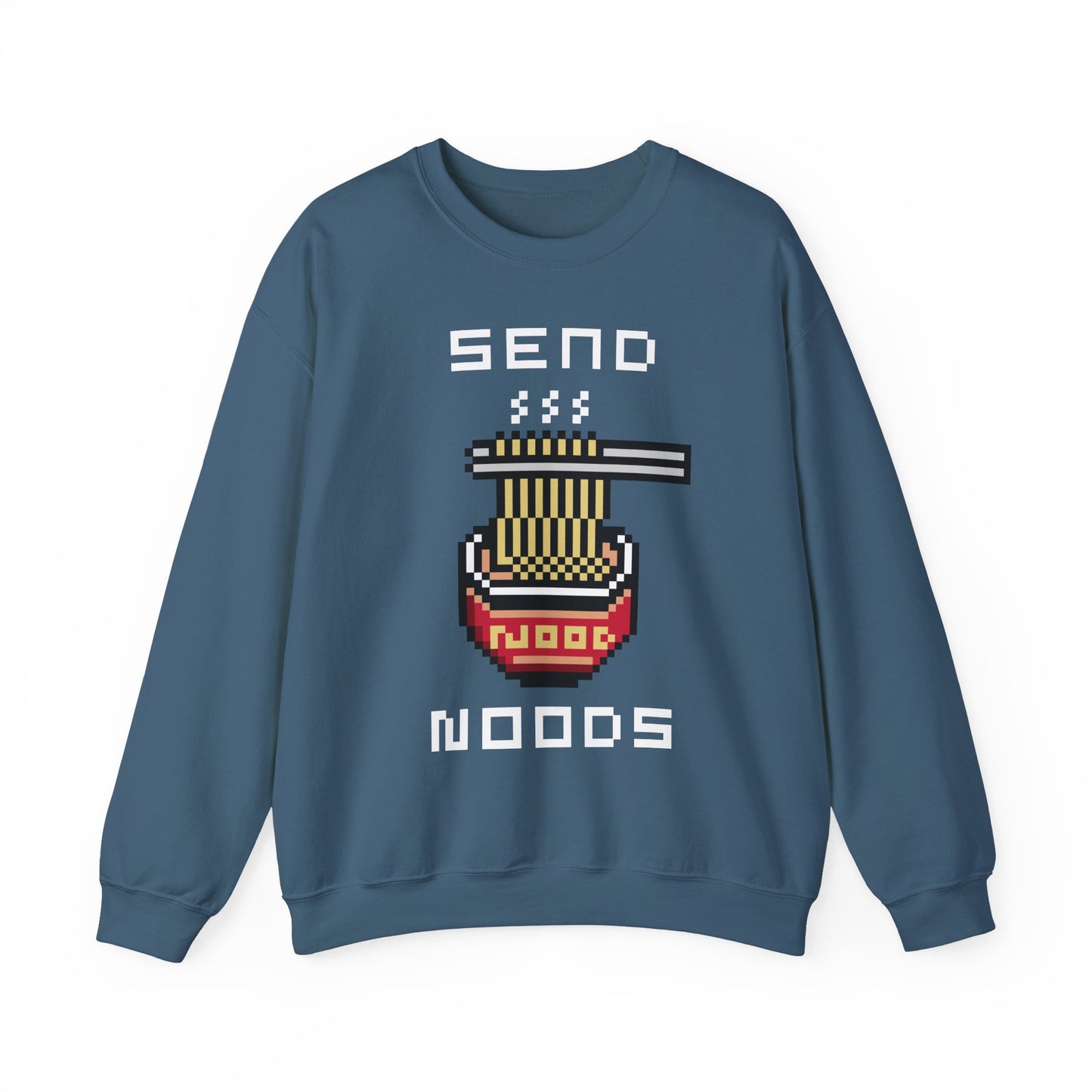 EPPIX Unisex Heavy Blend Crewneck Sweatshirt - Send Noods Funny Pixel Noodle Art Illustration Ramen