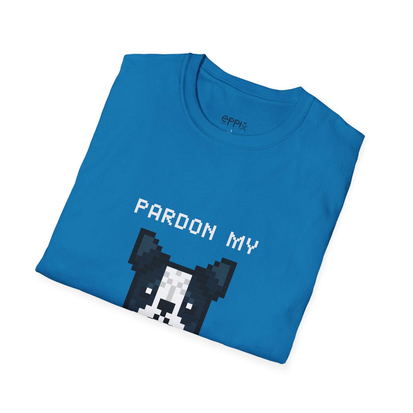 EPPIX Unisex Softstyle T-Shirt - Pixel Frenchie Hundeillustration Pardon My French 