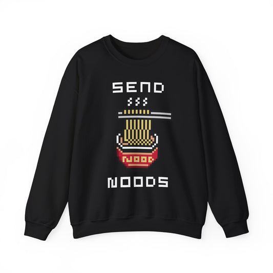 EPPIX Unisex Heavy Blend Crewneck Sweatshirt - Send Noods Funny Pixel Noodle Art Illustration Ramen