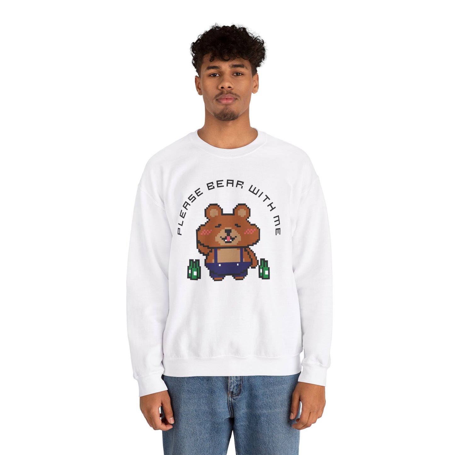 EPPIX Unisex Heavy Blend Crewneck Sweatshirt - Please Bear With Me Funny Pixel Art Illustration