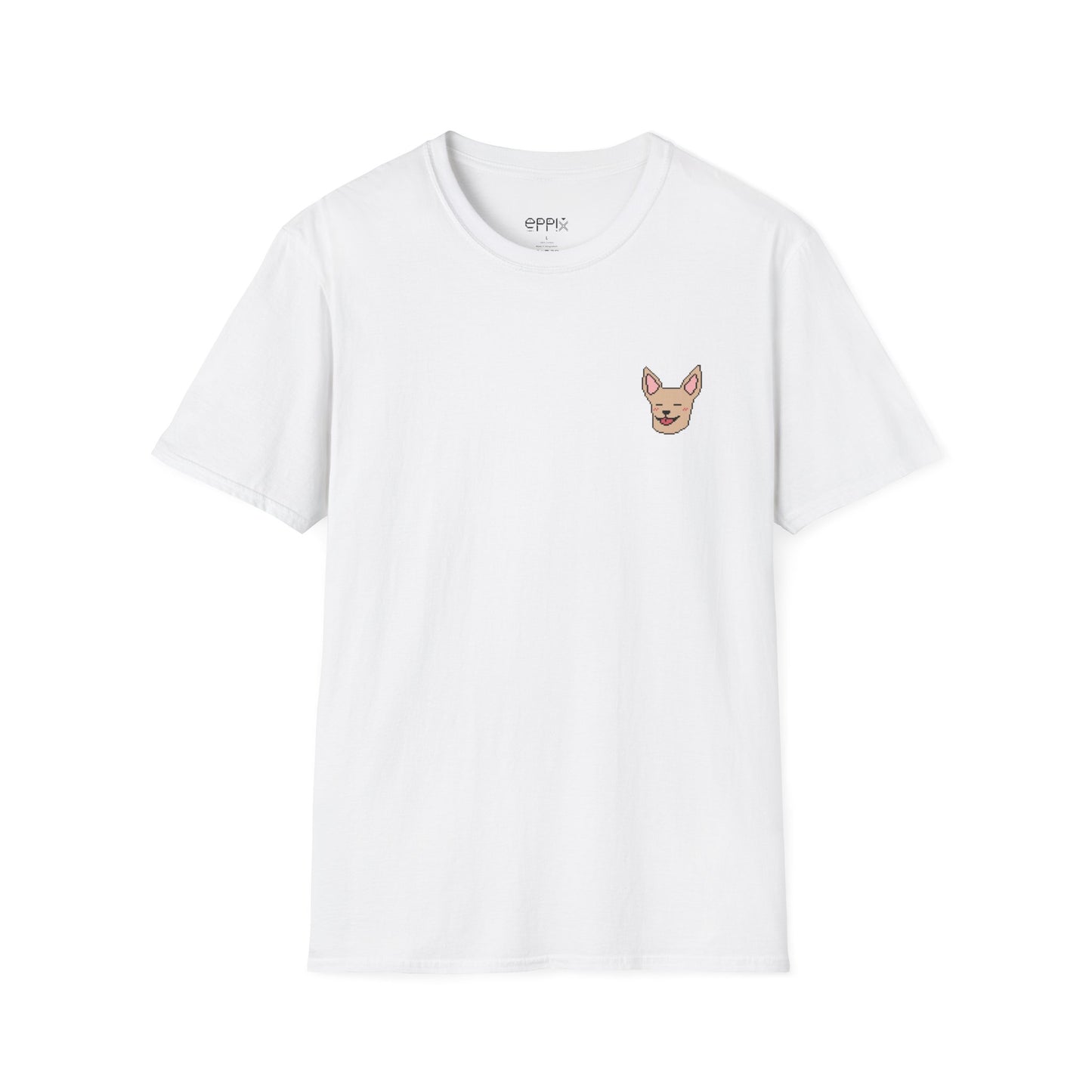 Camiseta unisex Softstyle de EPPIX: ilustración de perro chihuahua tranquilo con píxeles 