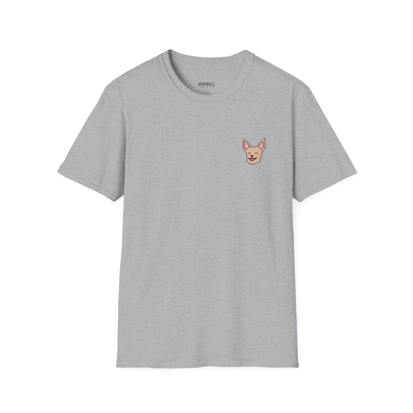 Camiseta unisex Softstyle de EPPIX: ilustración de perro chihuahua tranquilo con píxeles 