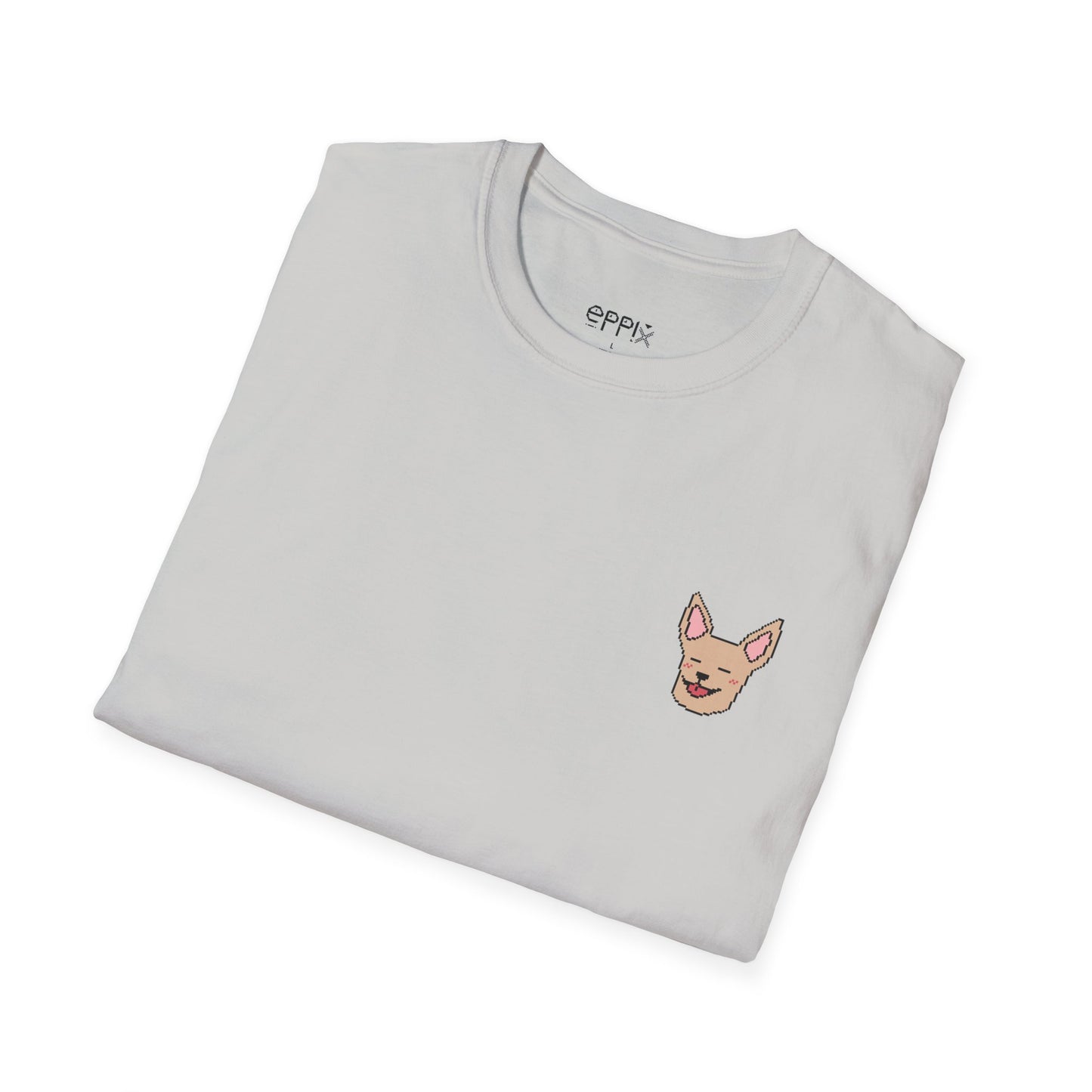 Camiseta unisex Softstyle de EPPIX: ilustración de perro chihuahua tranquilo con píxeles 