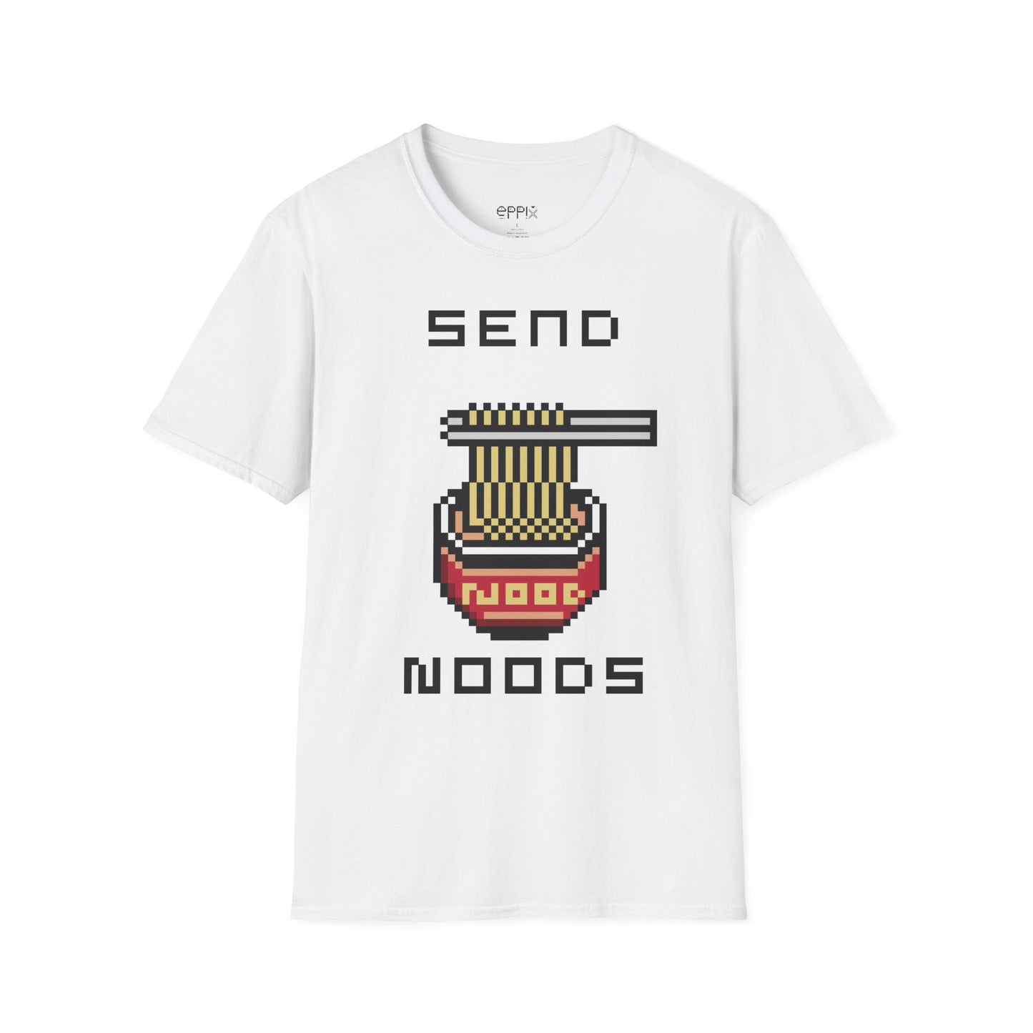 EPPIX Unisex Softstyle T-Shirt - Send Noods Pixel Ramen Noodle Food Illustration Funny