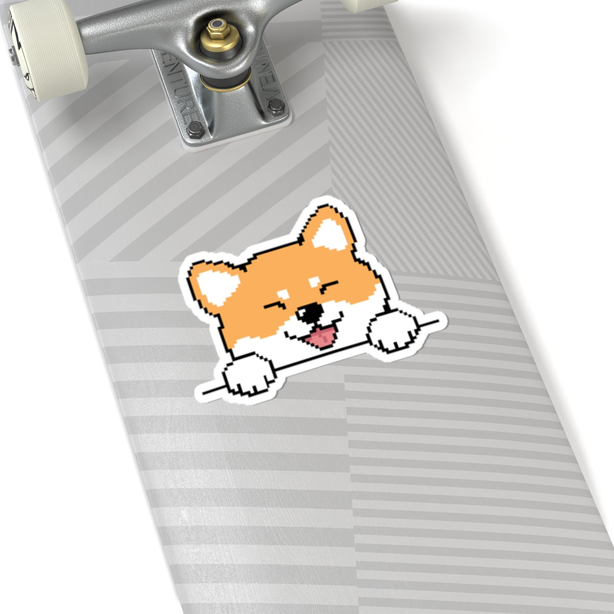 Eppix Kiss Cut Vinyl Sticker Shiba Inu Pixel Art Illustration On Skateboard 6"