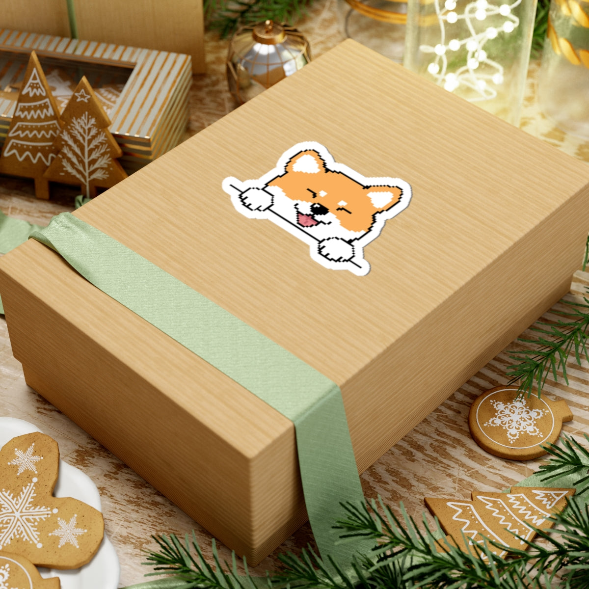 Eppix Kiss Cut Vinyl Sticker Shiba Inu Pixel Art Illustration On Box 4"