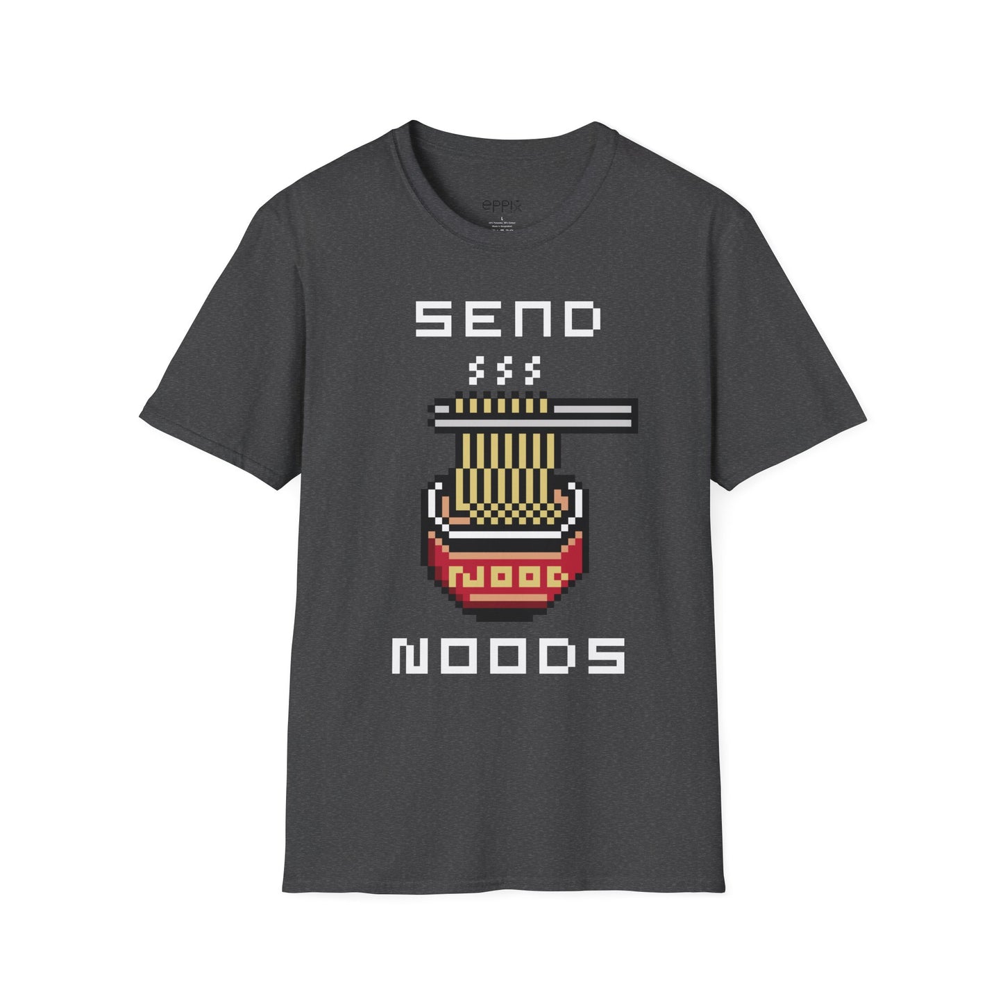 EPPIX Unisex Softstyle T-Shirt - Send Noods Pixel Ramen Noodle Food Illustration Funny