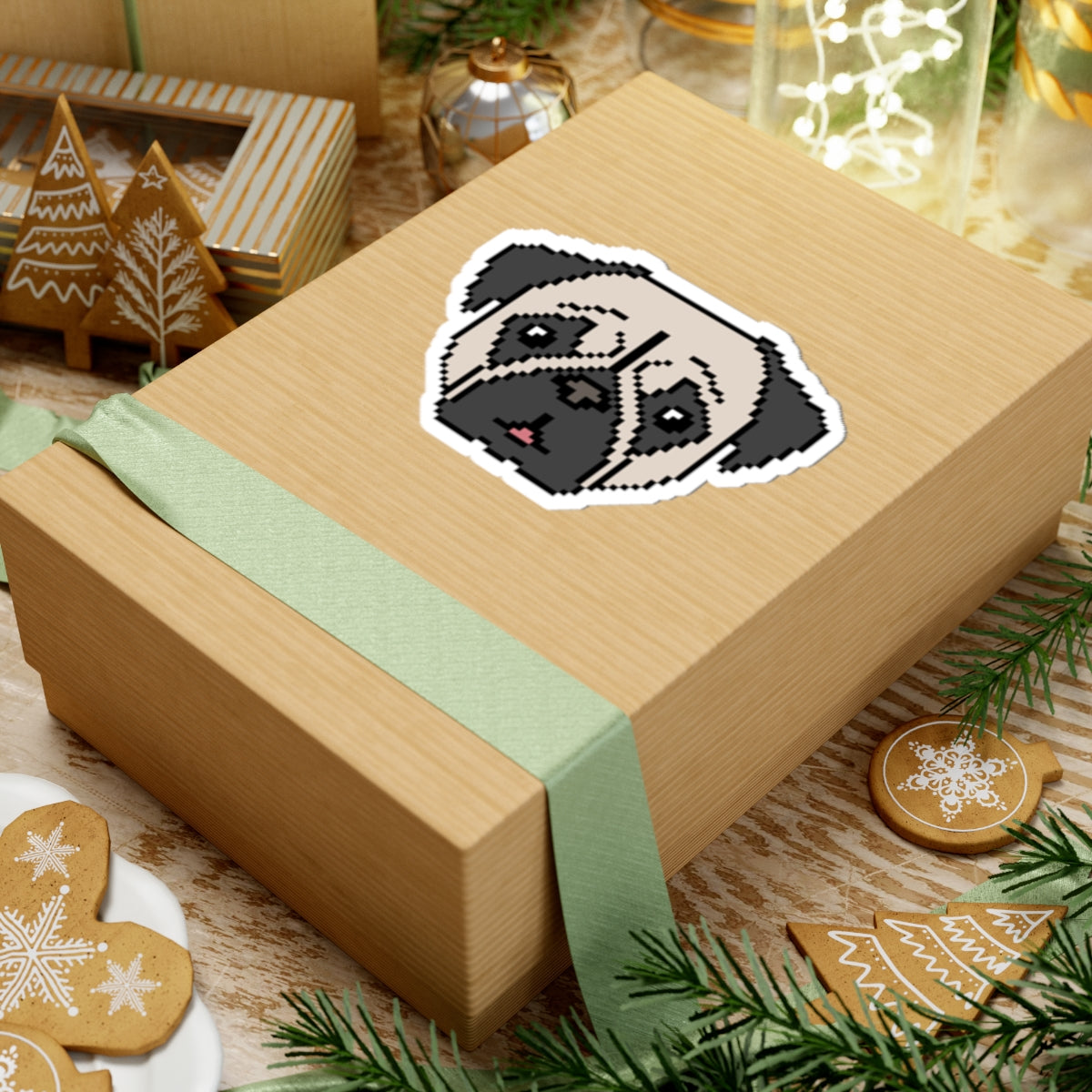 Eppix Kiss Cut Vinyl Sticker Pug Pixel Art Illustration On Box 6"