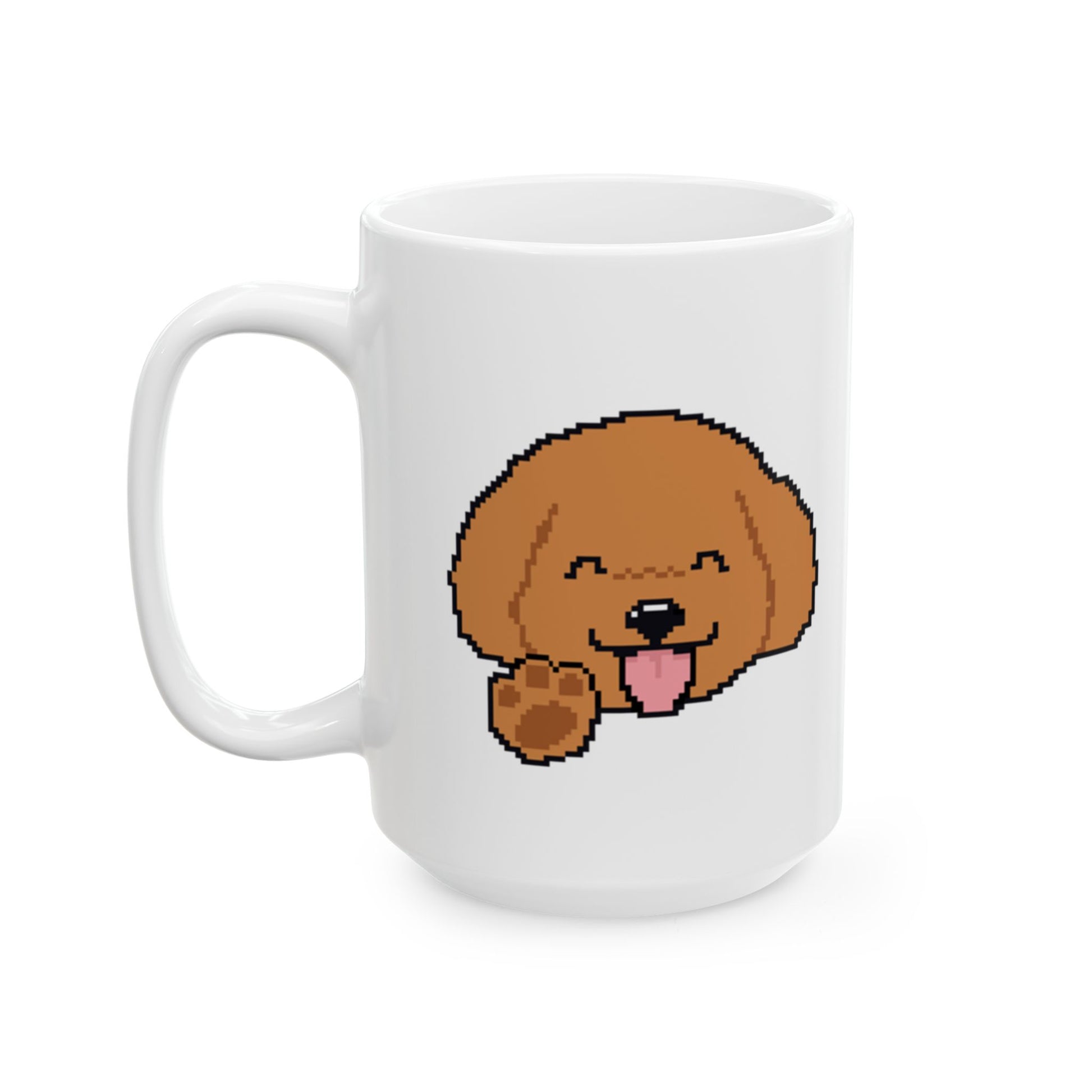 Eppix White Ceramic Mug Poodle Pixel Art Illustration Right 15oz