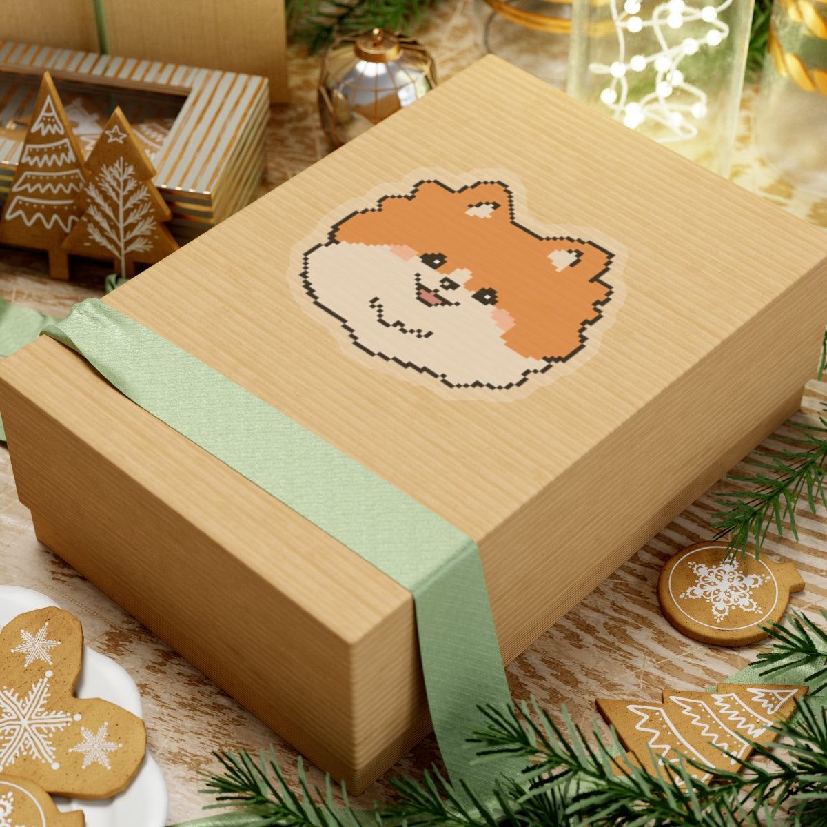 Eppix Kiss Cut Transparent Sticker Pomeranian Pixel Art Illustration On Box 6"