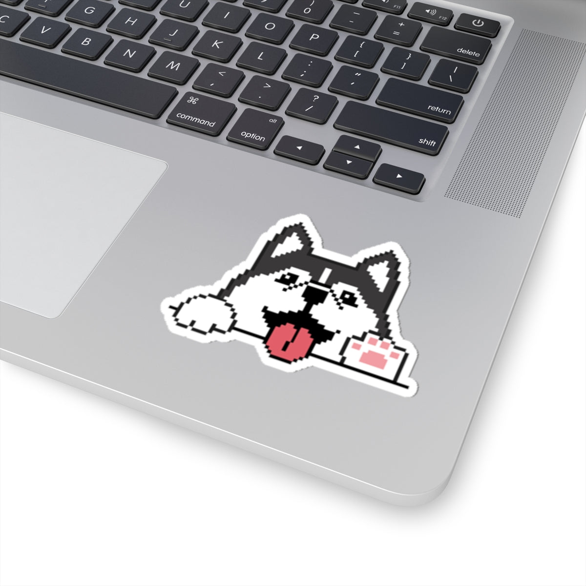 EPPIX Kiss-Cut Stickers - Siberian Husky Alaskan Malamute Pixel Dog Illustration Waving Hello