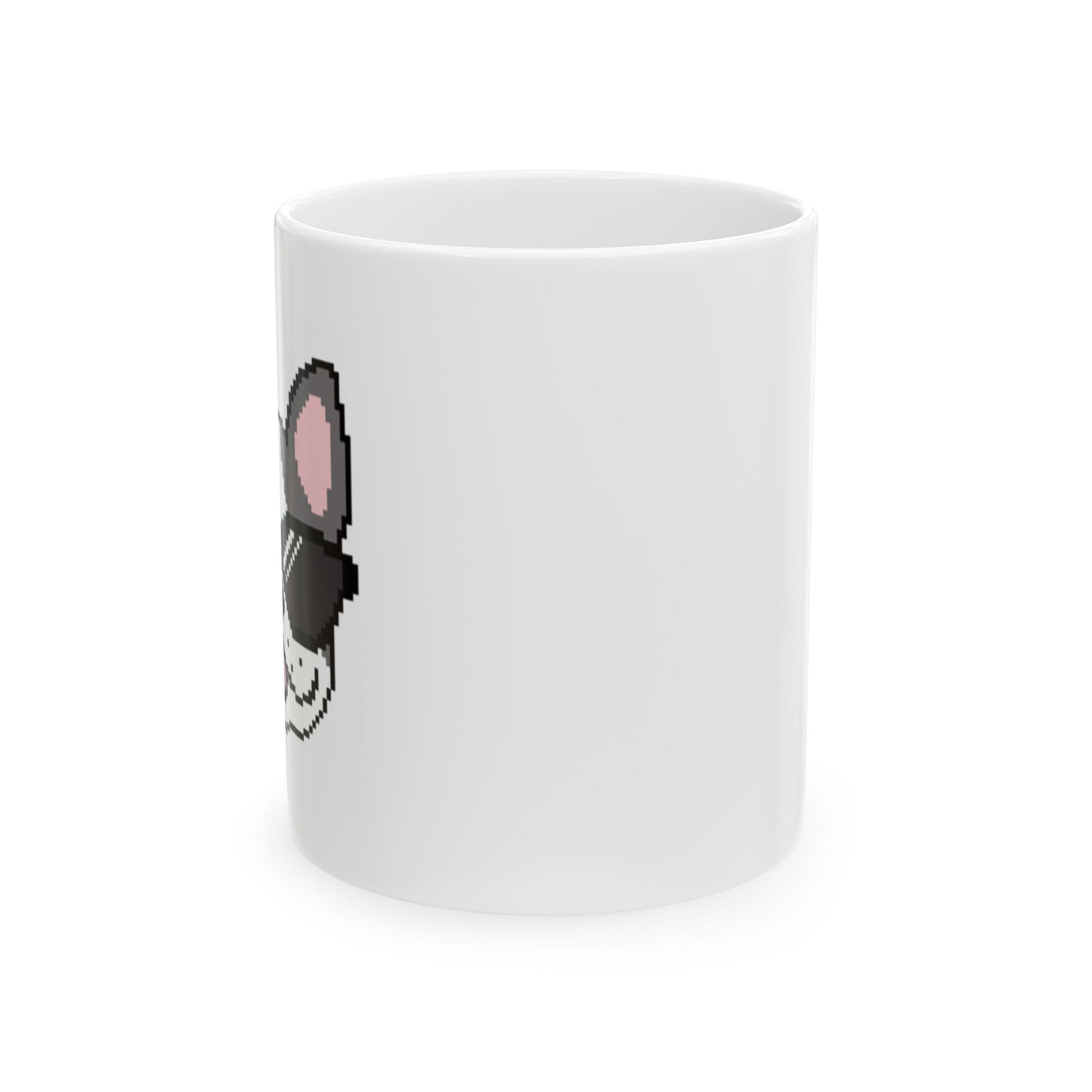 Eppix White Ceramic Mug Frenchie Pixel Art Illustration Front 17oz