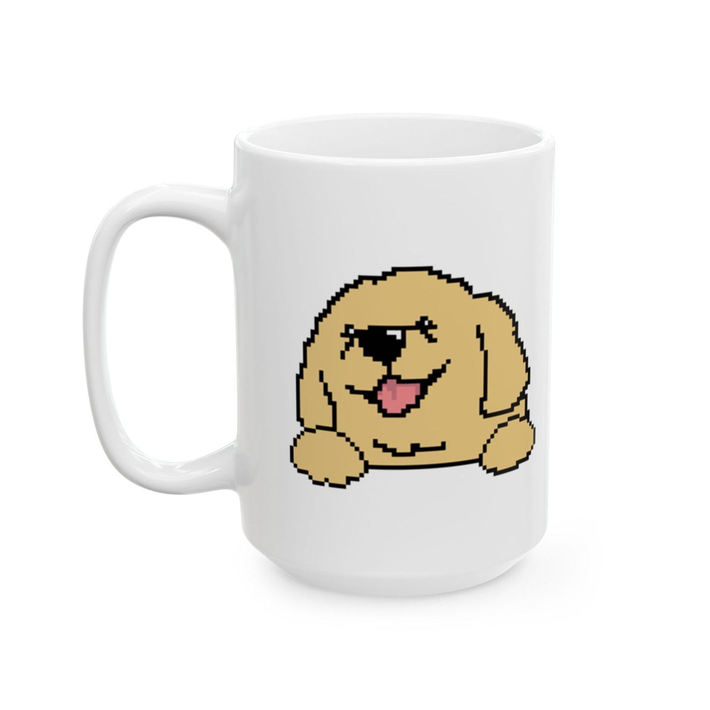 Eppix White Ceramic Mug Golden Retriever Pixel Art Illustration Right 15oz