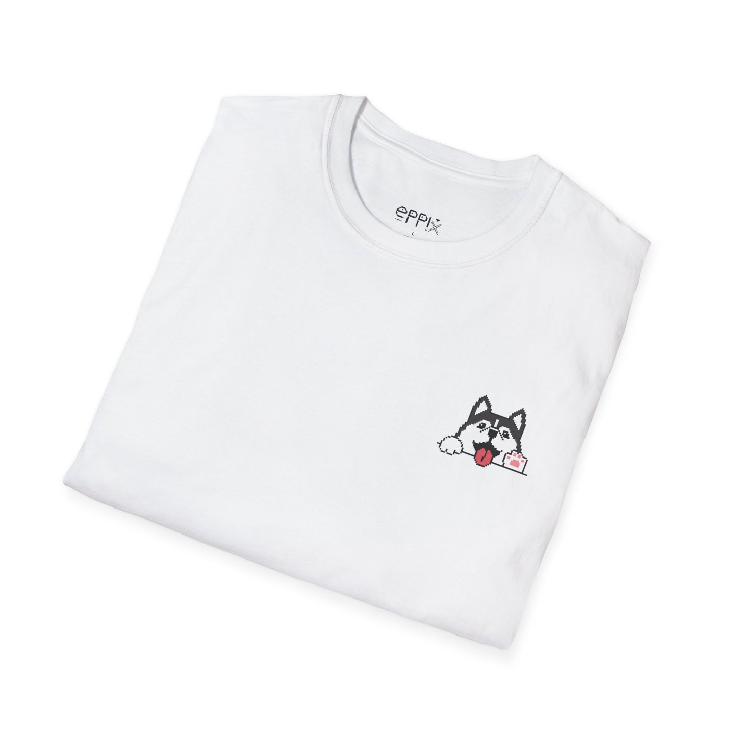 EPPIX Unisex Softstyle T-Shirt - Sibirischer Husky Alaskan Malamute Pixel Hund Illustration 