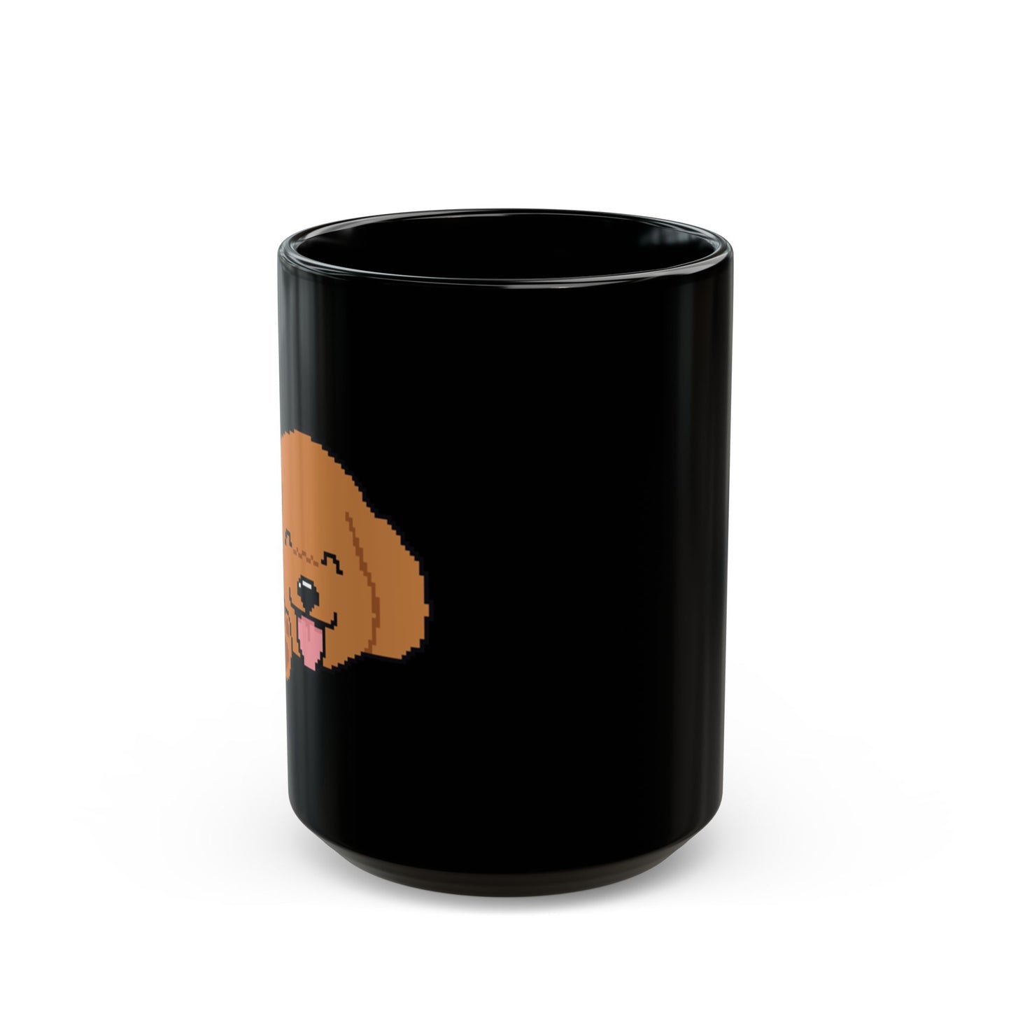 Eppix Black Ceramic Mug Poodle Pixel Art Illustration Front 15oz