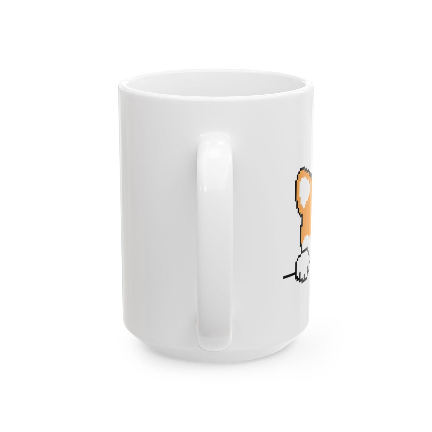 EPPIX Ceramic White Mug - Sly Shiba Inu Akita Pixel Dog Illustration (11oz, 15oz)