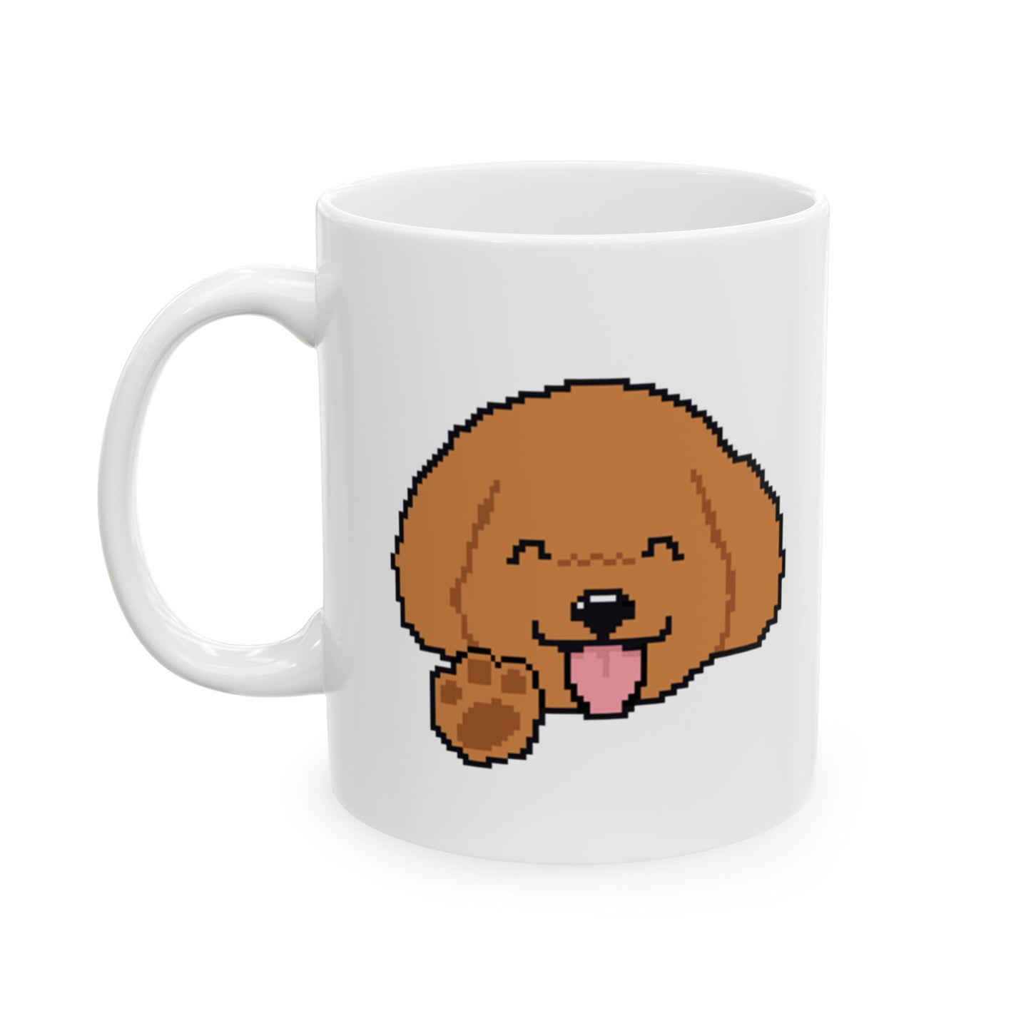 Eppix White Ceramic Mug Poodle Pixel Art Illustration Right 17oz