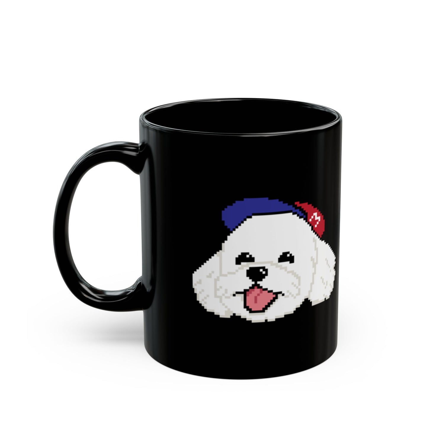 EPPIX Ceramic Black Mug - Hipster Maltese Dog Illustration (11oz, 15oz)