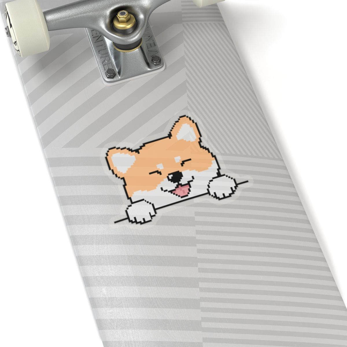 Eppix Kiss Cut Transparent Sticker Shiba Inu Pixel Art Illustration On Skateboard 6"