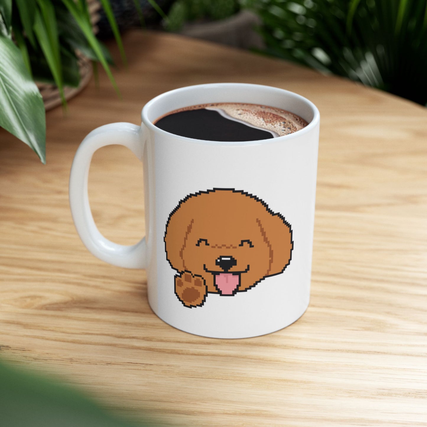 Eppix White Ceramic Mug Poodle Pixel Art Illustration Right 15oz Coffee