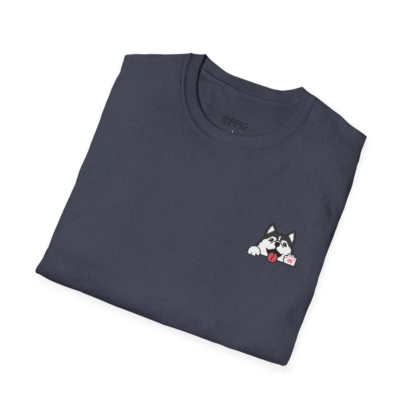 Camiseta unisex Softstyle de EPPIX: ilustración de perro pixelado de husky siberiano y malamute de Alaska 