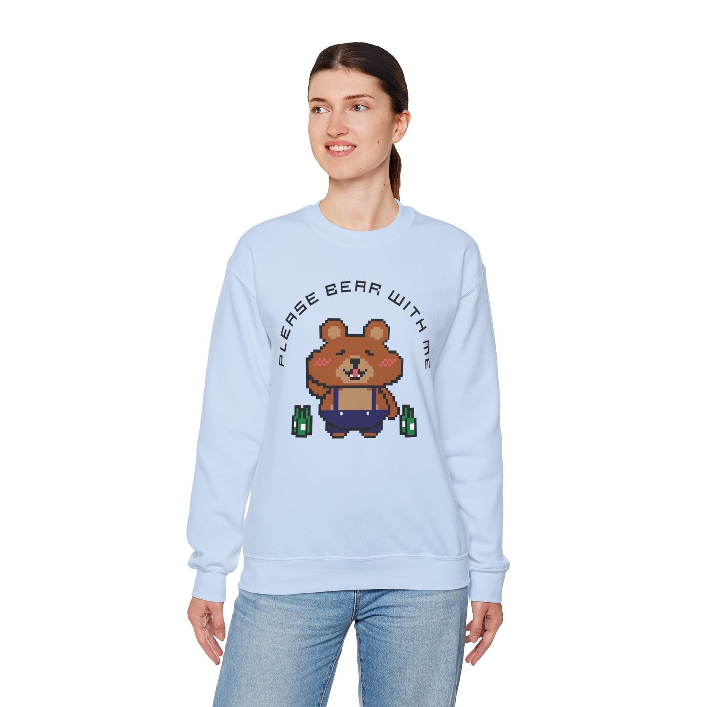 EPPIX Unisex Heavy Blend Crewneck Sweatshirt - Please Bear With Me Funny Pixel Art Illustration