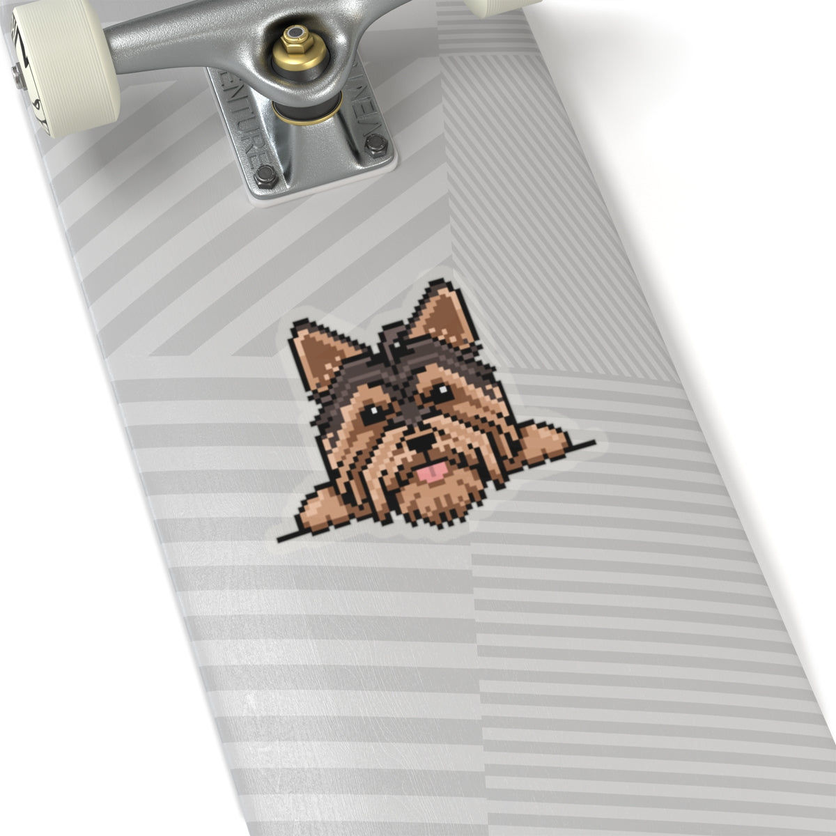 Eppix Kiss Cut Transparent Sticker Yorkshire Terrier Yorkie Pixel Art Illustration On Skateboard 6"