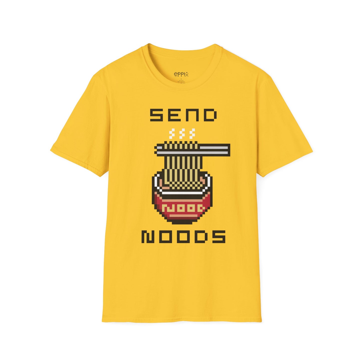 EPPIX Unisex Softstyle T-Shirt - Send Noods Pixel Ramen Noodle Food Illustration Funny