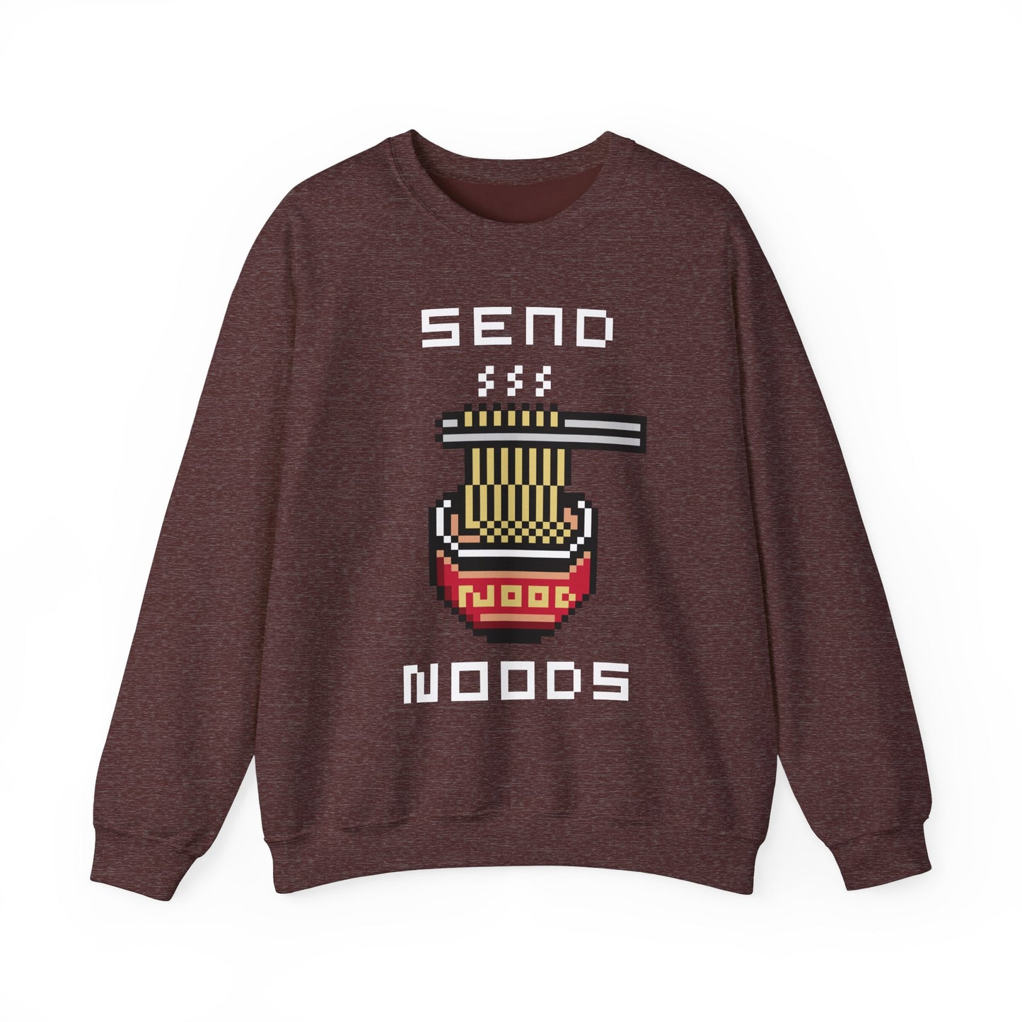 EPPIX Unisex Heavy Blend Crewneck Sweatshirt - Send Noods Funny Pixel Noodle Art Illustration Ramen