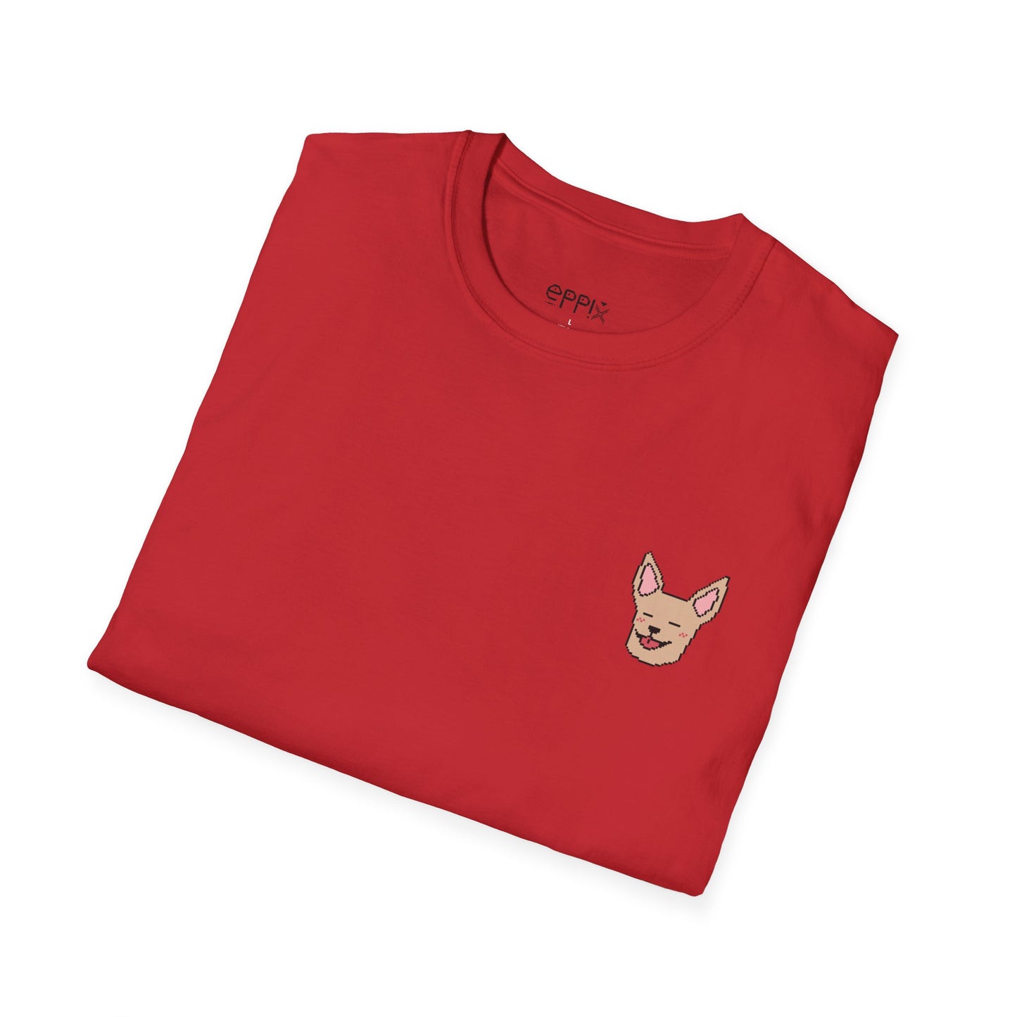 Camiseta unisex Softstyle de EPPIX: ilustración de perro chihuahua tranquilo con píxeles 