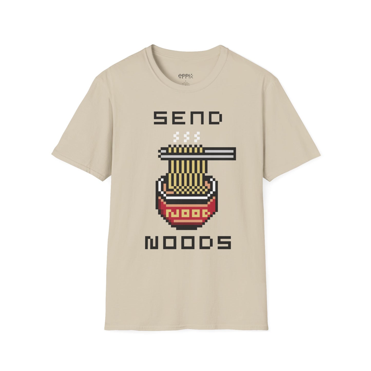 EPPIX Unisex Softstyle T-Shirt - Send Noods Pixel Ramen Noodle Food Illustration Funny