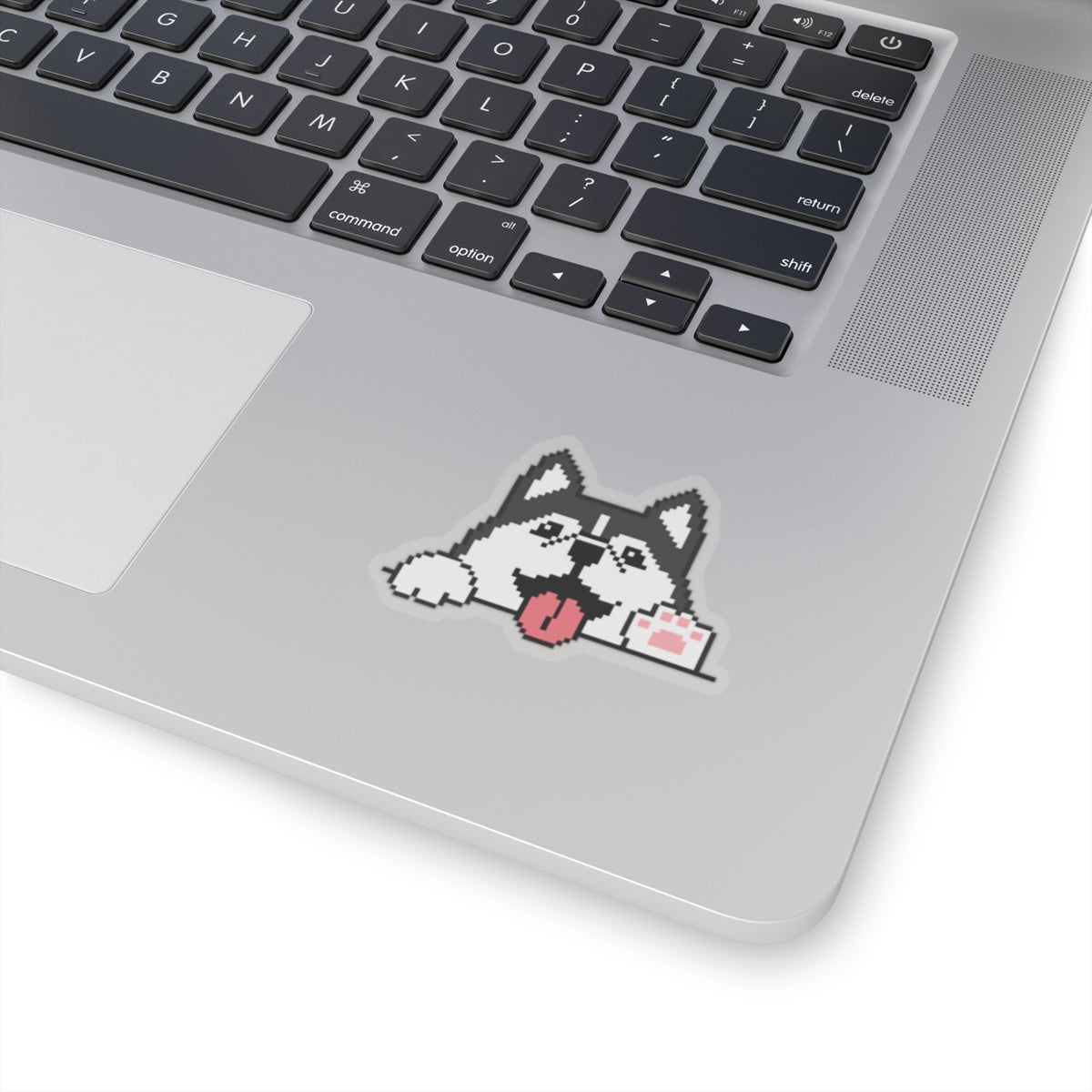 EPPIX Kiss-Cut Stickers - Siberian Husky Alaskan Malamute Pixel Dog Illustration Waving Hello