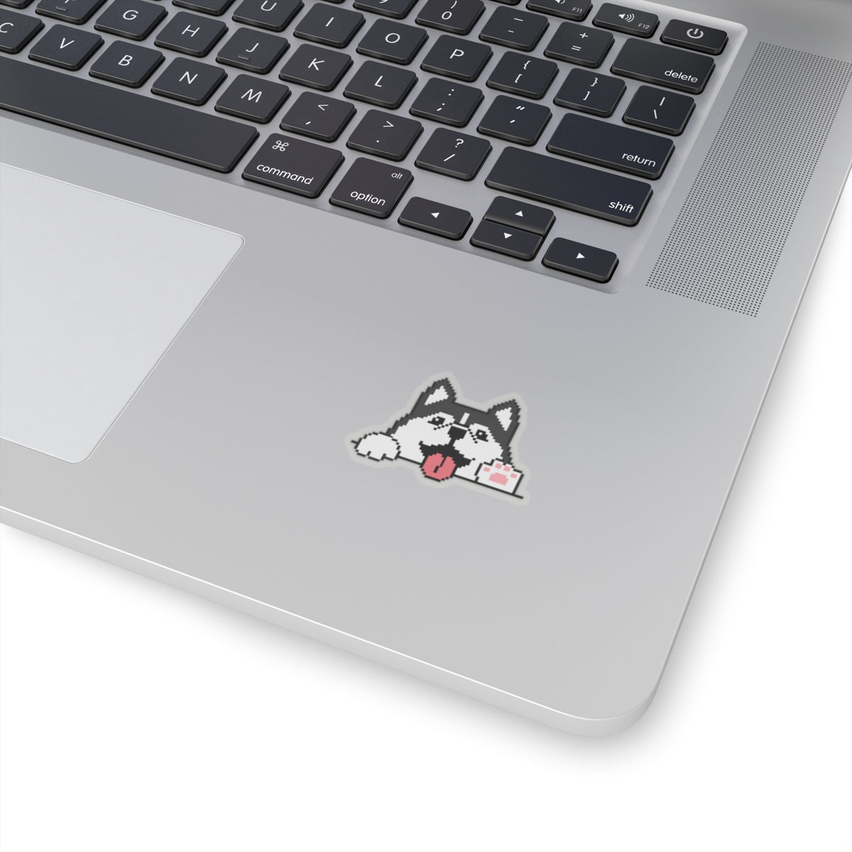 EPPIX Kiss-Cut Stickers - Siberian Husky Alaskan Malamute Pixel Dog Illustration Waving Hello