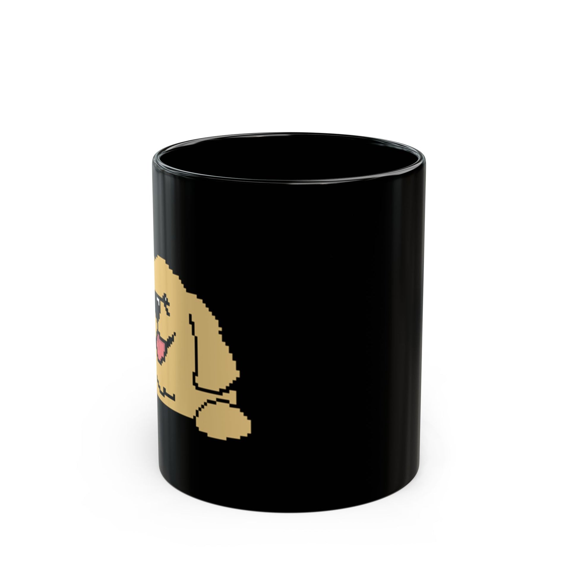 Eppix Black Ceramic Mug Golden Retriever Pixel Art Illustration Front 17oz