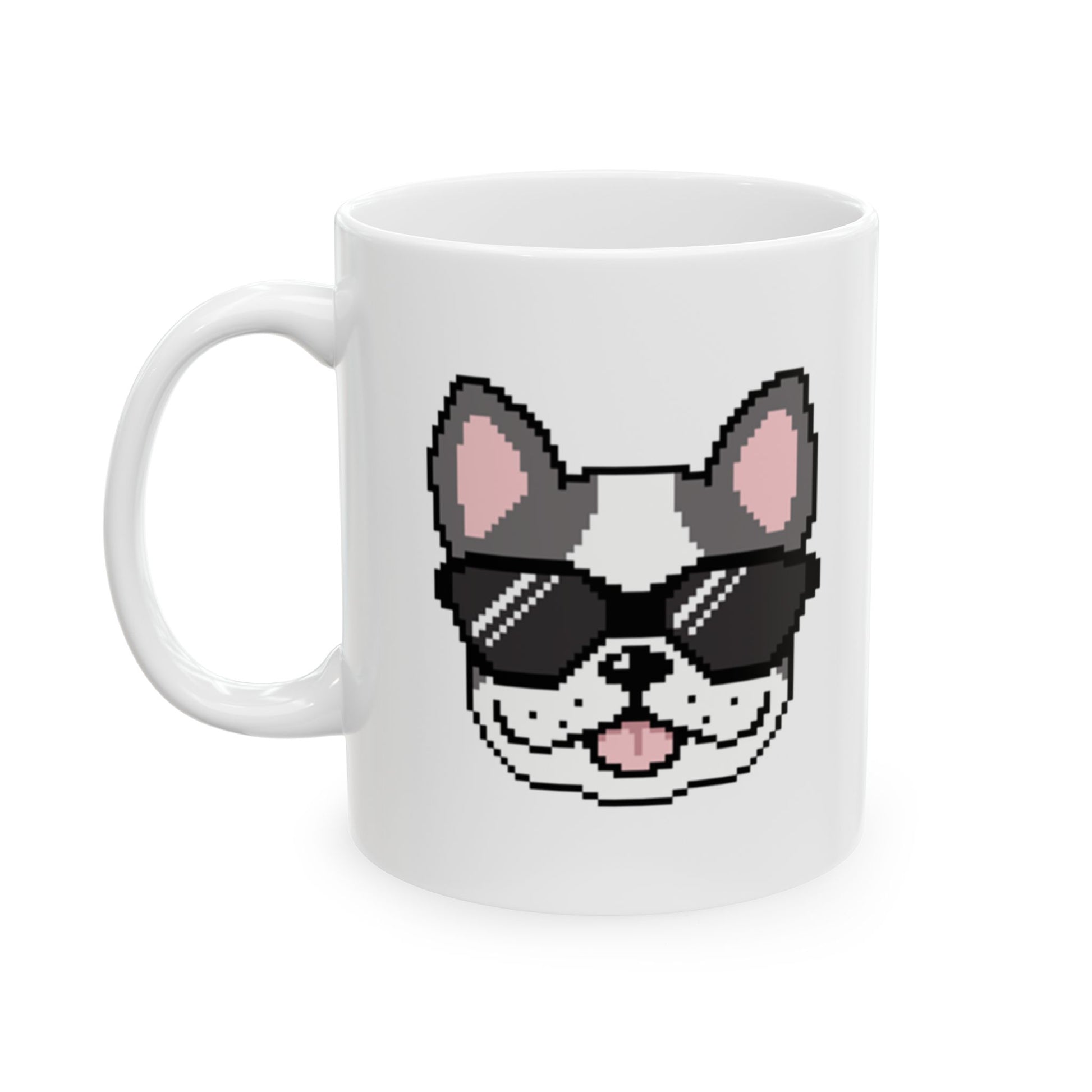 Eppix White Ceramic Mug Frenchie Pixel Art Illustration Right 17oz