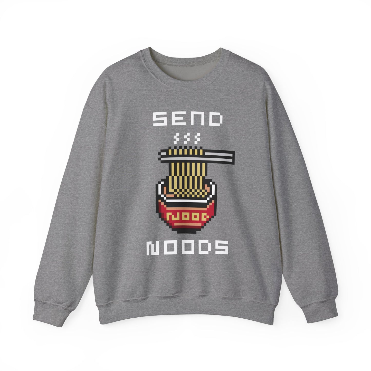 EPPIX Unisex Heavy Blend Crewneck Sweatshirt - Send Noods Funny Pixel Noodle Art Illustration Ramen