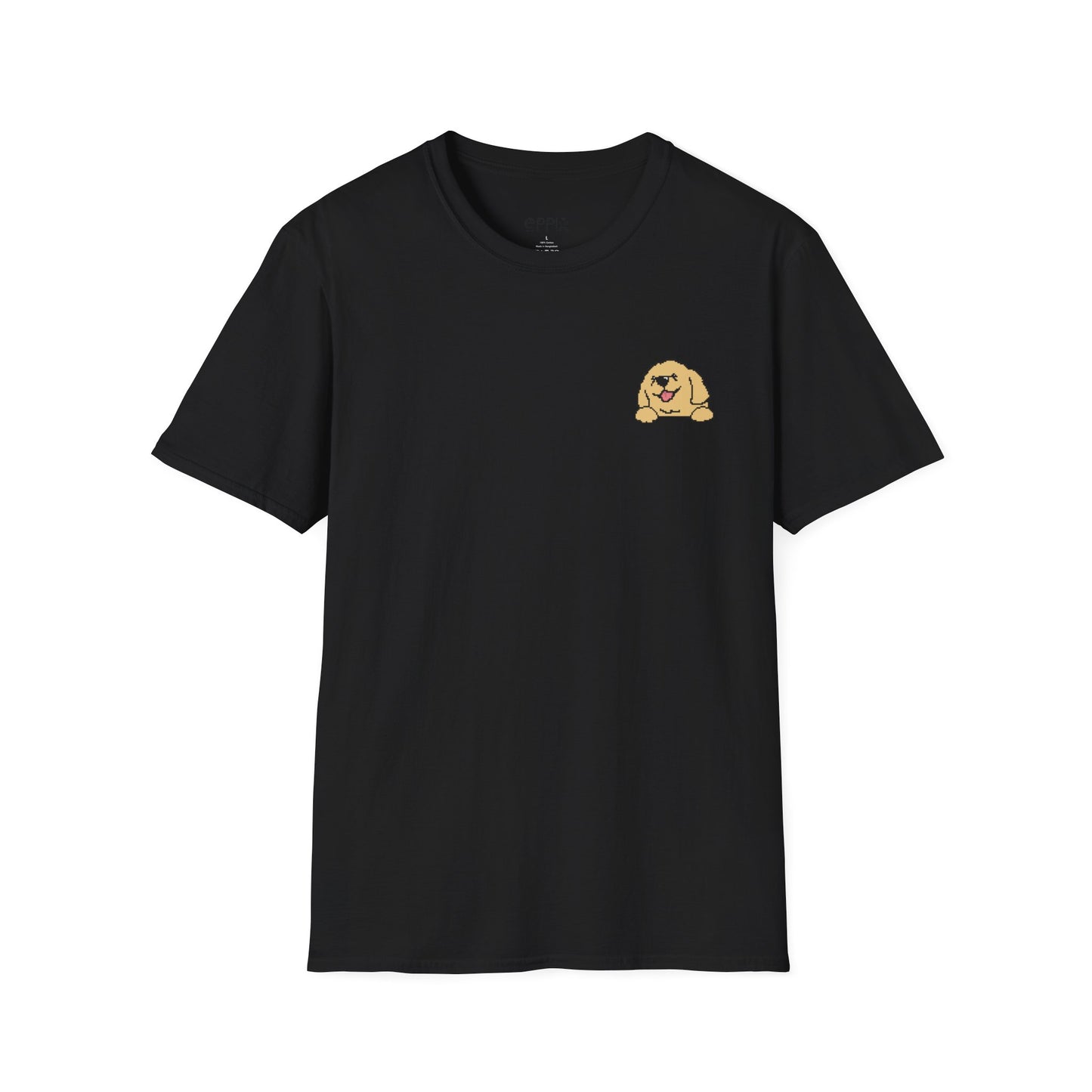 Camiseta unisex Softstyle de EPPIX: ilustración de perro Golden Retriever pixelado y gentil, buen chico 