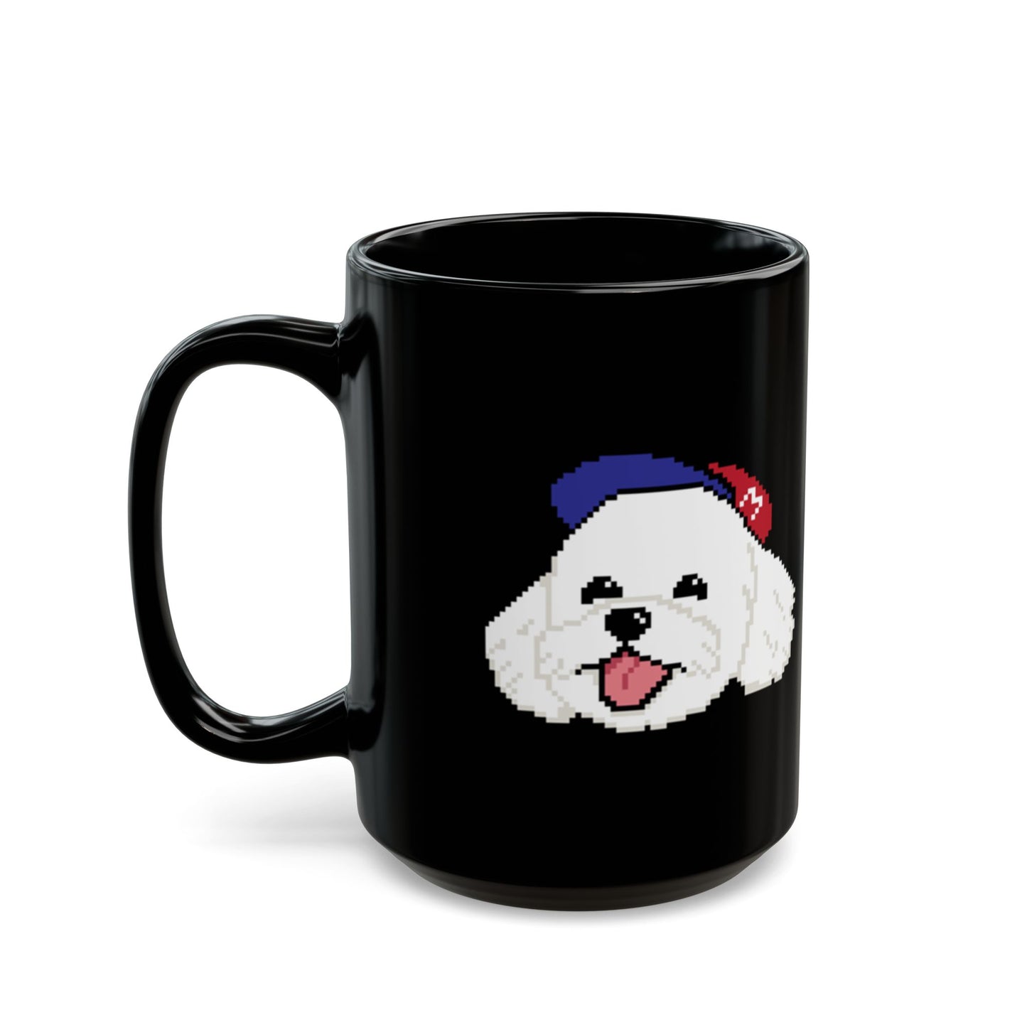 EPPIX Ceramic Black Mug - Hipster Maltese Dog Illustration (11oz, 15oz)