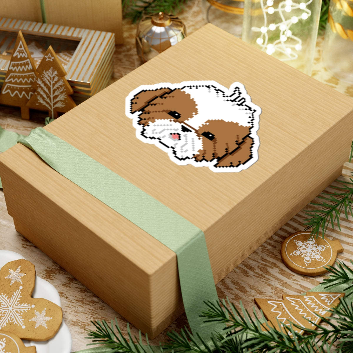 Eppix Kiss Cut Vinyl Sticker Shih Tzu Pixel Art Illustration On Box 6"