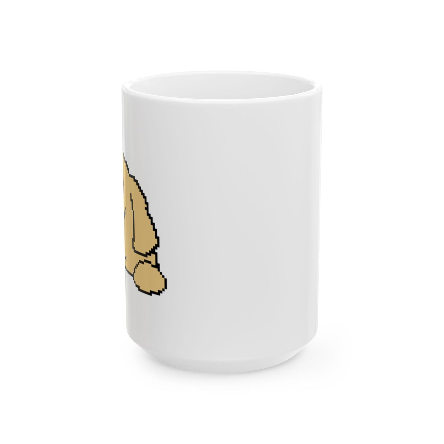 Eppix White Ceramic Mug Golden Retriever Pixel Art Illustration Front 15oz