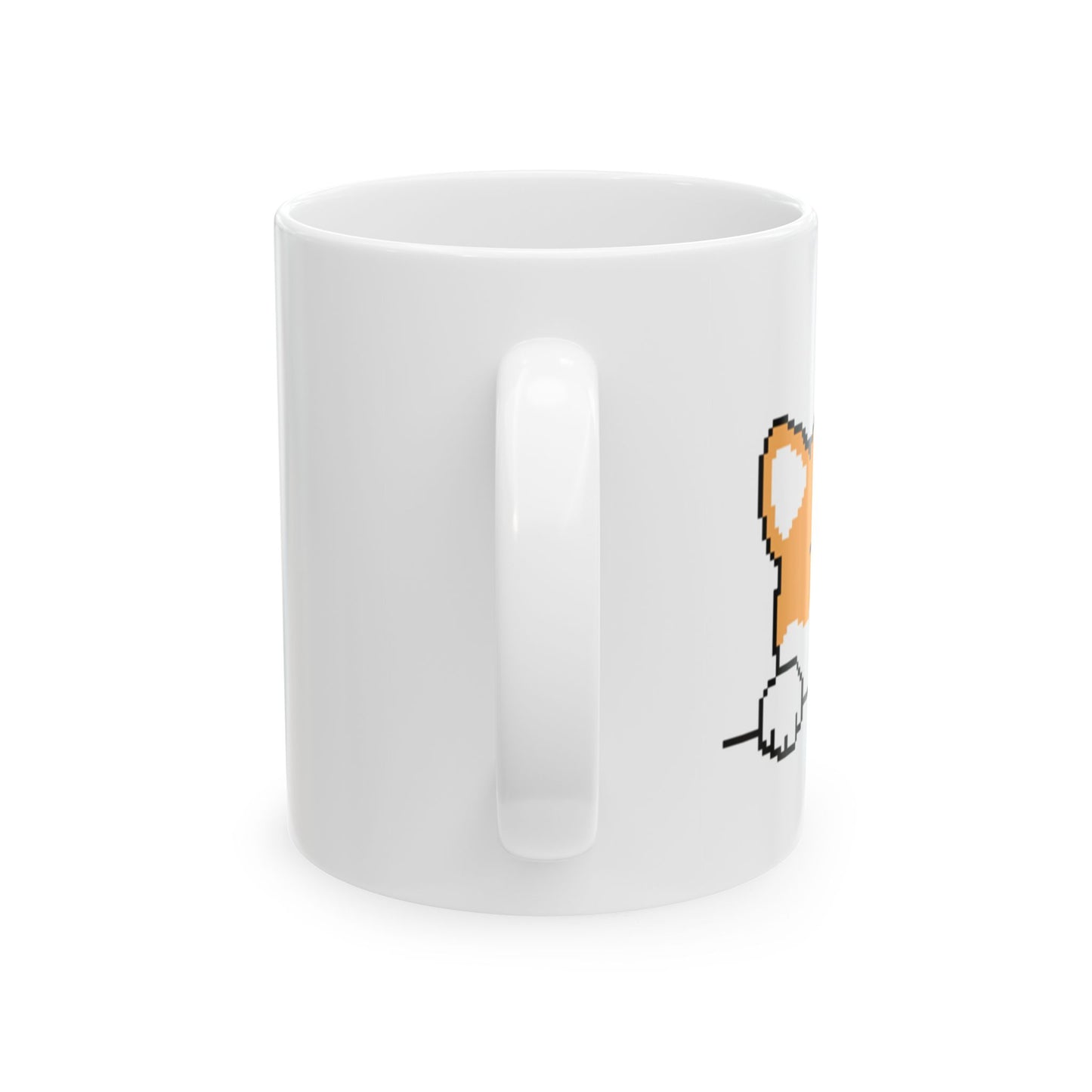 EPPIX Ceramic White Mug - Sly Shiba Inu Akita Pixel Dog Illustration (11oz, 15oz)